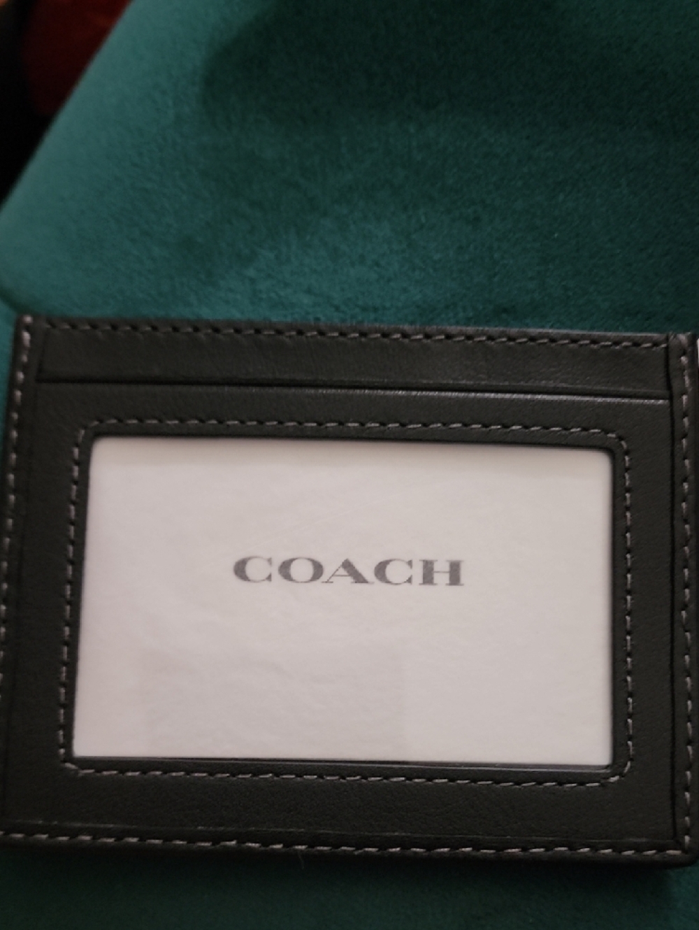 Coach Light Indigo Denim & Black Leather Slim Card Case - Picture 3 of 5